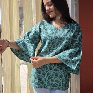 Short_Kurti_Mint_Green_Pista_Green_Lotus_Buta